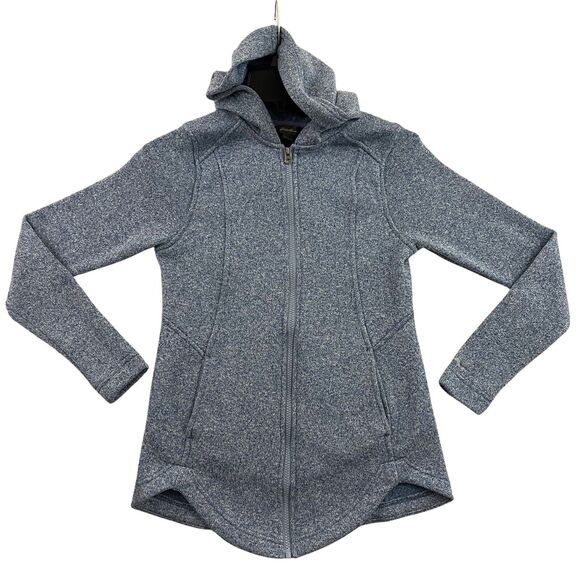 Eddie Bauer Full Zip Fleece Jacket Womens XS Sky Blue Hooded Pockets - Picture 1 of 16
